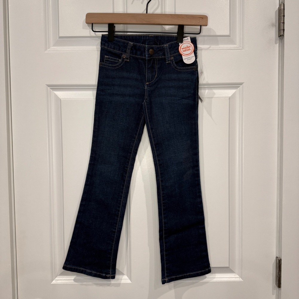 Wonder Nation‎ Girls Bootcut Jeans Dark Wash Adjustable Waist Stretch Size 6